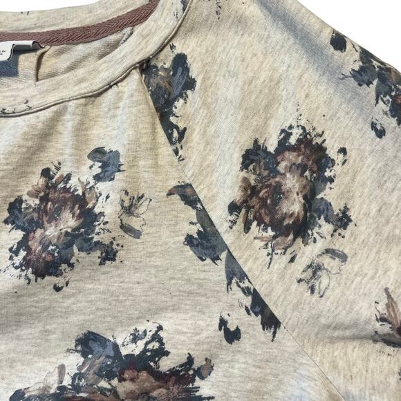 J. Jill Women's‎ XL Pleated-Back Printed Gray Floral Sweatshirt Casual Lounge - Picture 3 of 7